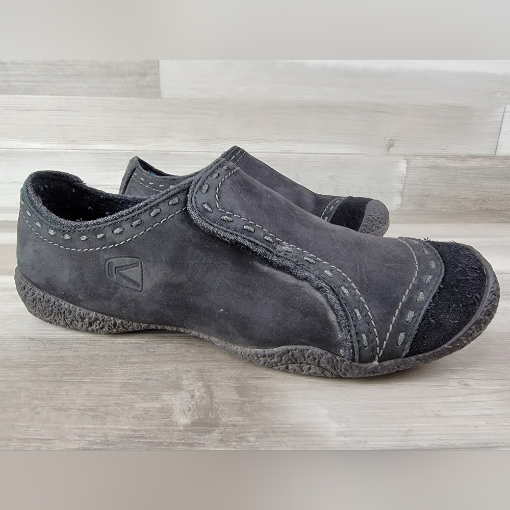 Keen Midori Black Leather Slip On Monk Loafer Shoe Women's Size 8½ - Picture 5 of 15